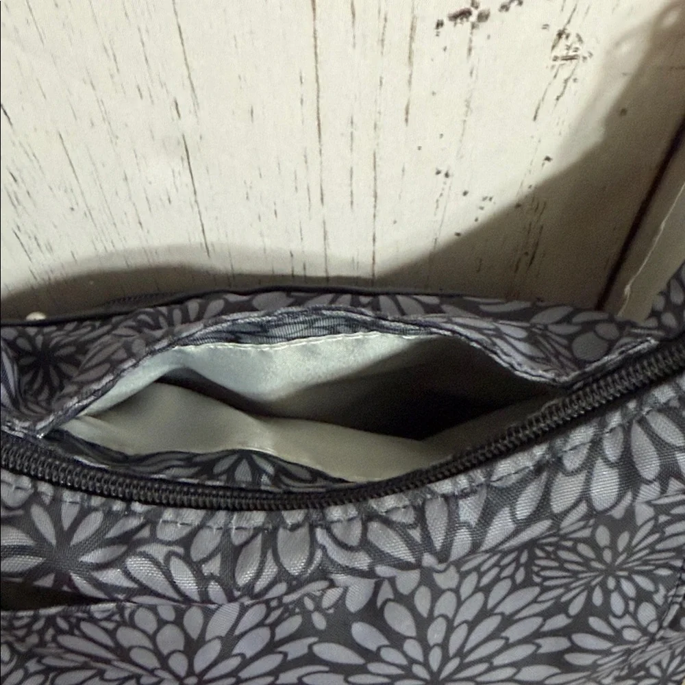 Baggallini Chic Black and Gray Floral Shoulder Bag